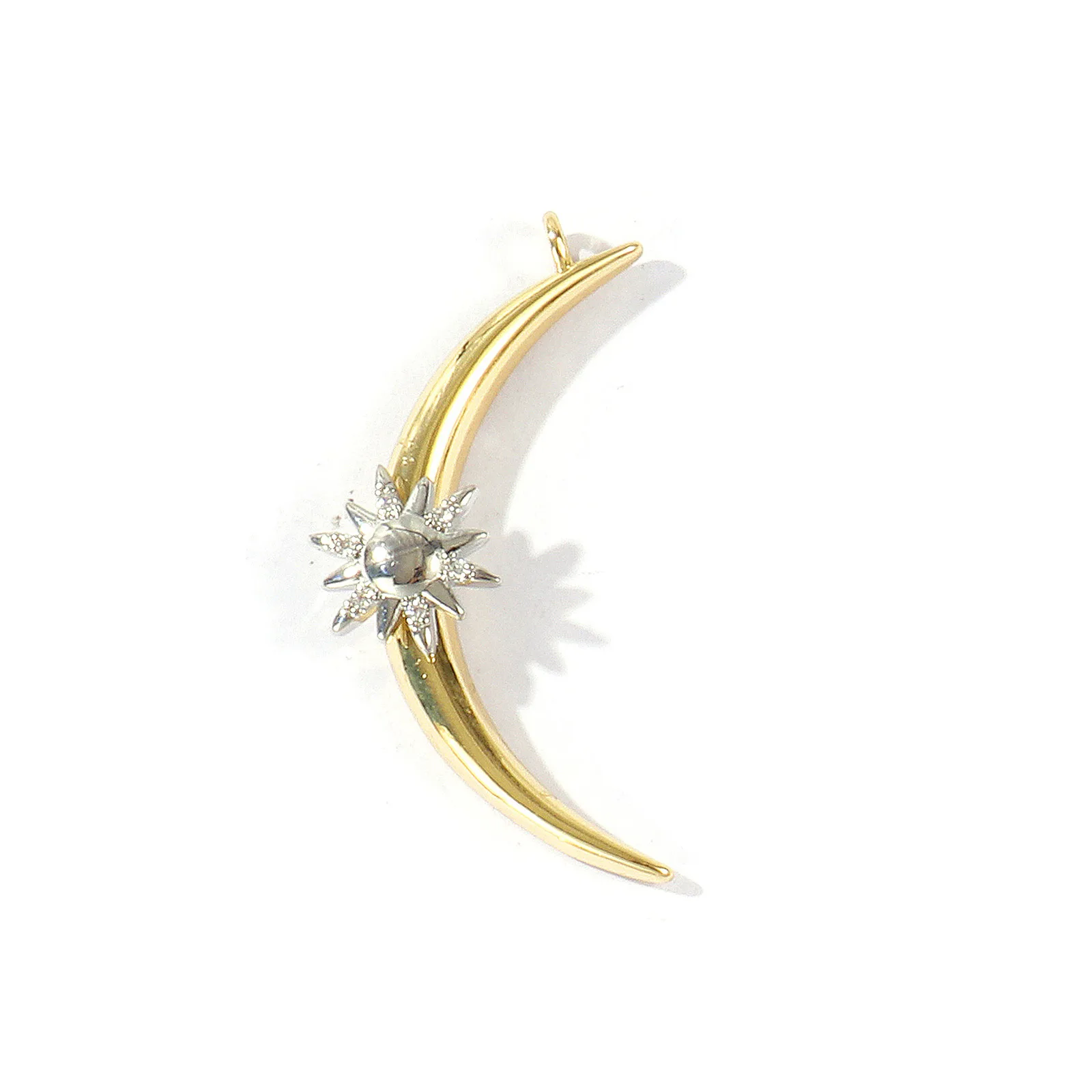 2 Stück Messing-Anhänger, 18K vergoldet, zweifarbig, mit klaren Zirkonia-Steinen, Sonne, Mond, Stern, für DIY-Halsketten, Schmuckherstellung, Zubehör – Detail 7