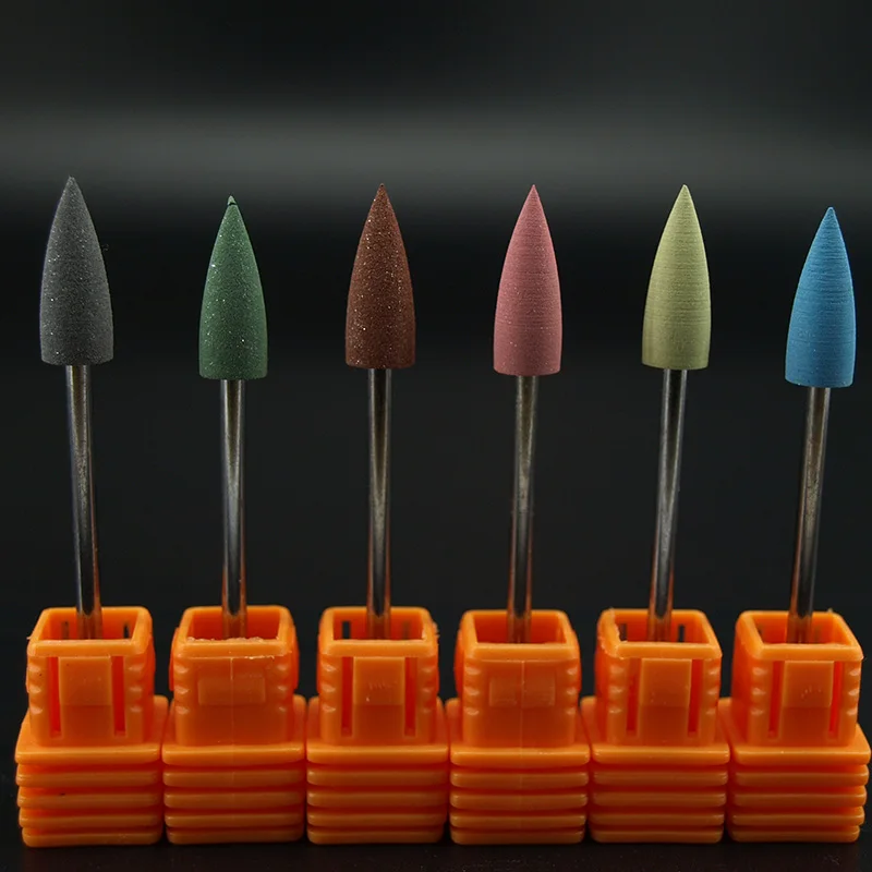 Hoge kwaliteit 6 stks/partij Siliconen polijstmachine Taper nagelboren voor elektrische manicure machine gladmaken en intiem polijsten