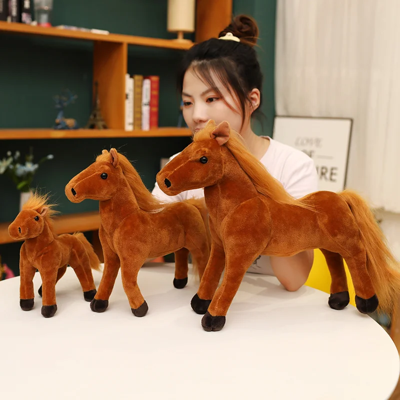 20-40cm New Real Life Horse Plush Dolls Stuffed Animal Super Realistic Plush Toys Classic Birthday Gift