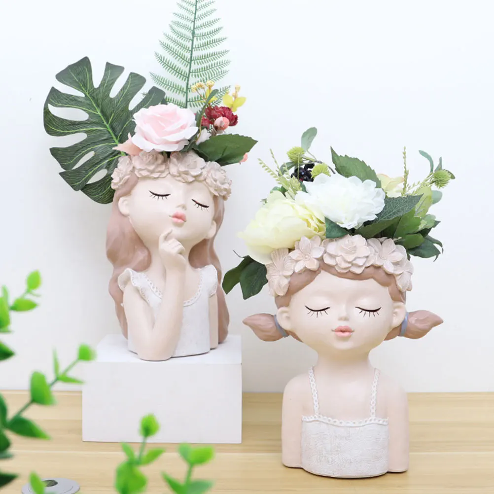 

1Pcs Fairy Flower Pot Resin Material Lightweight Creative Small Nordic Design Garden Decoration for Home Office Plants Planting