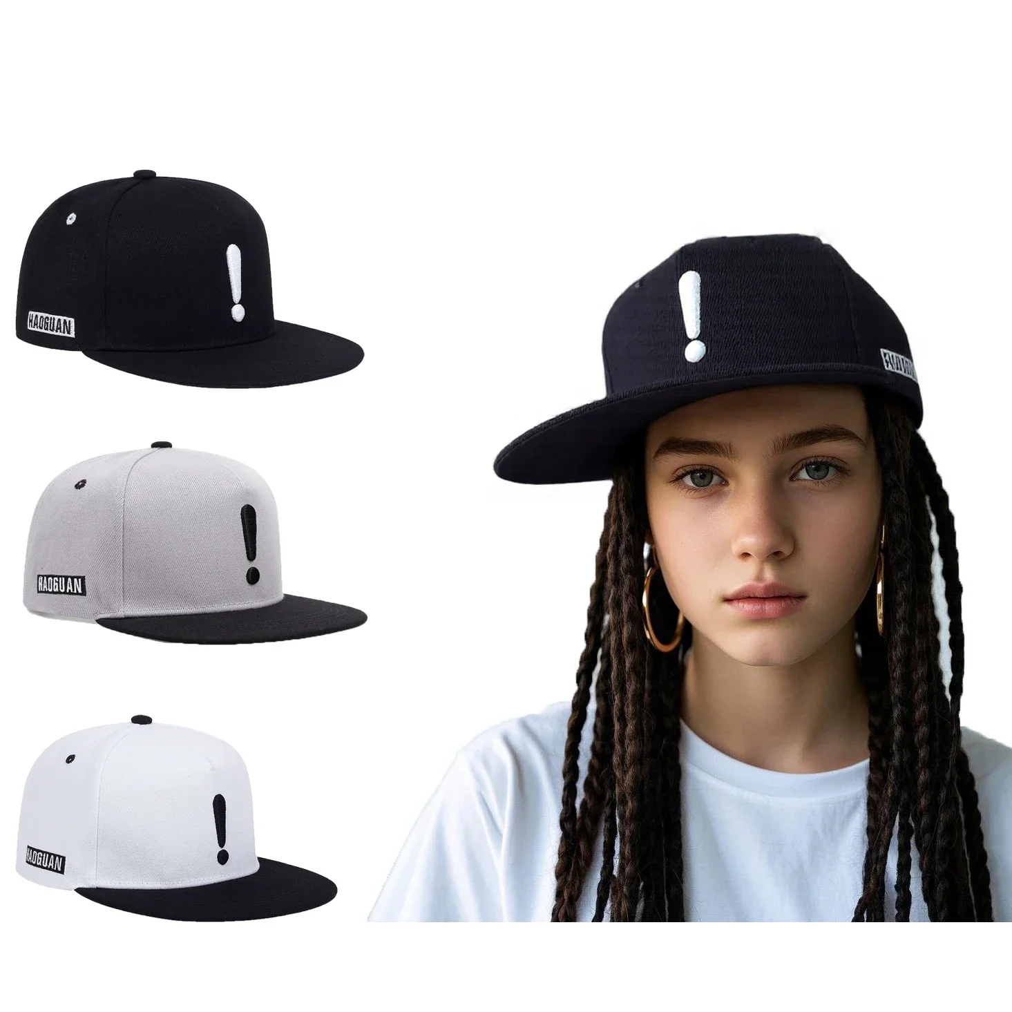 For Streetwear  Daily Commute & Casual Outfits Exclamation Mark Embroidery Hip Hop Flat Brim Cap Trendy Minimalist Baseball Hat