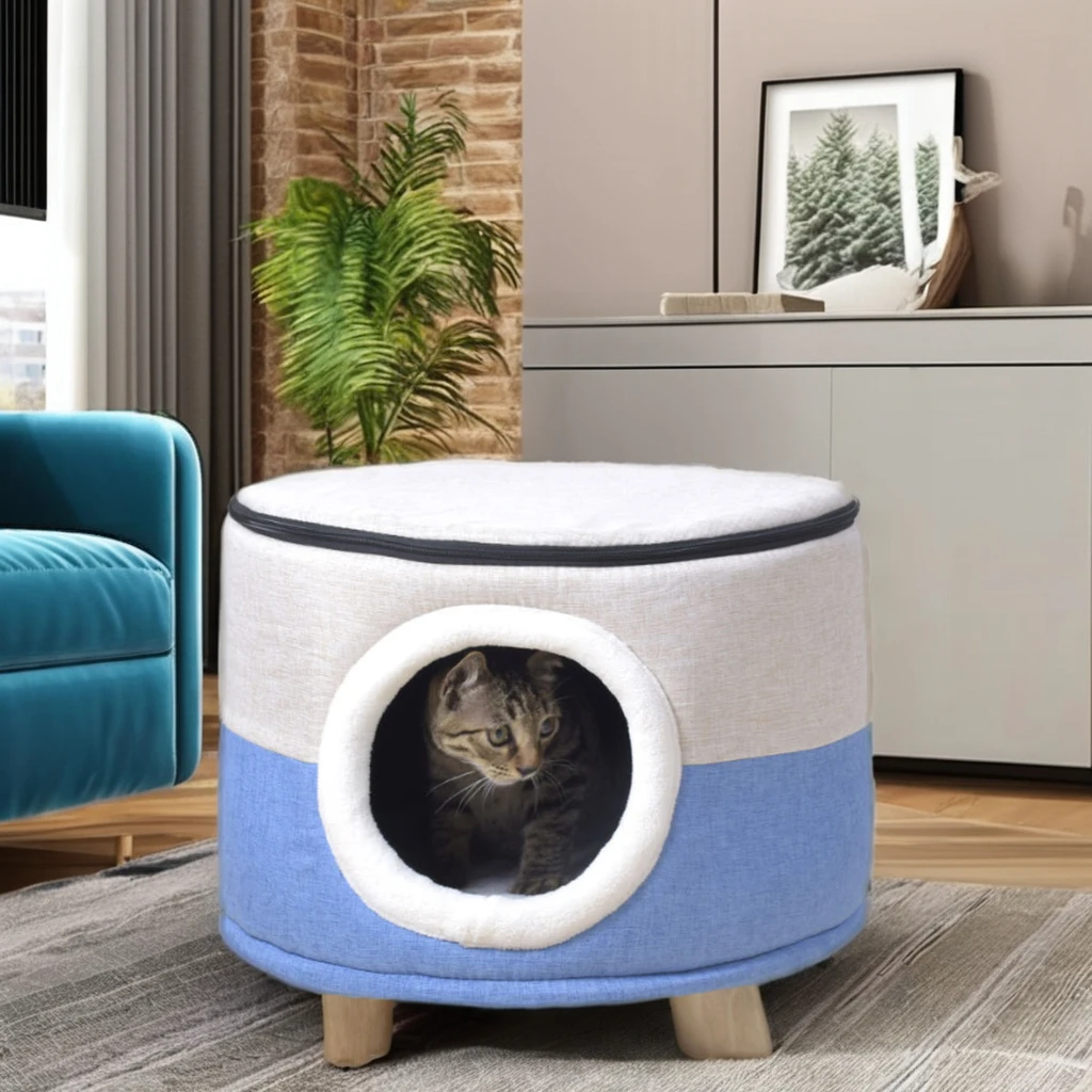 

High Quality Small Cylindrical Velvet Pet Nest Moisture-Proof Winter Warm Pet Cages Houses Cute Dogs Cats Christmas Pet Bed