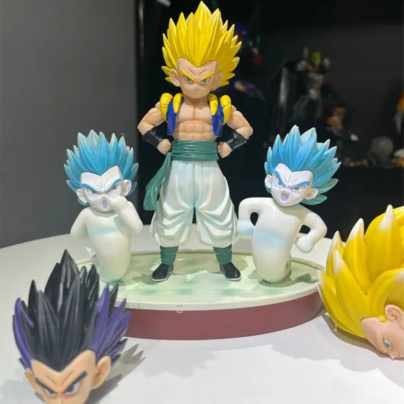 Dragon Ball 20cm Series Gotenks Super Saiyan 3 con tre teste testa scolpire figura di ricambio modello ornamenti giocattoli da collezione