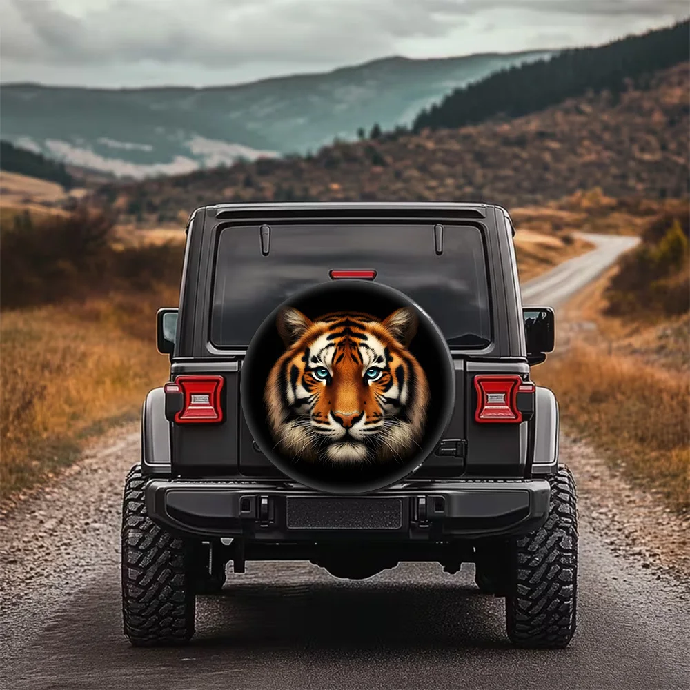 1pc Tiger Head Print Pattern Spare Tire Cover, Creative And Funny Spare Tire Cover, Multi-functional Spare Tire Cover, Suitable