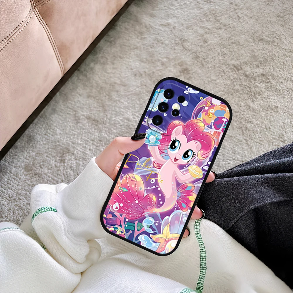 Cute P-Pony Cartoon L-Littles Hot Unicorn Phone Case For Samsung Galaxy A54 A71 A72 A73 S22 S23 Ultra Black Soft Silicone Cover