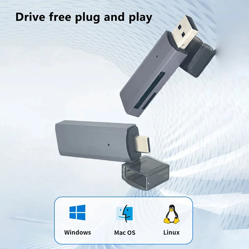 2 In 1 USB Type-C 3.0 2.0 Micro SD TF Card Reader Data Transmission 5Gbps For PC Laptop Phone Card Reader For Mac OS Windows