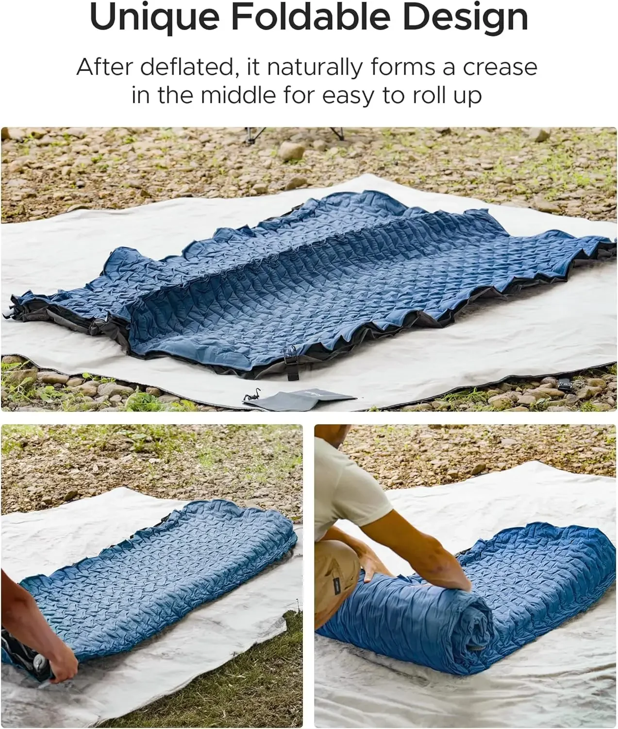 Colchoneta para dormir autoinflable de 4" de grosor con espuma, estructura telescópica innovadora en forma de Y, colchón para acampar ultraportátil,