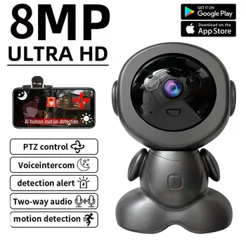 8MP Wireless Security PTZ WIFI Camera Smart Home Security Video Surveillance Supprt Two Way Audio AI Smart Monitoring Baby Monitor