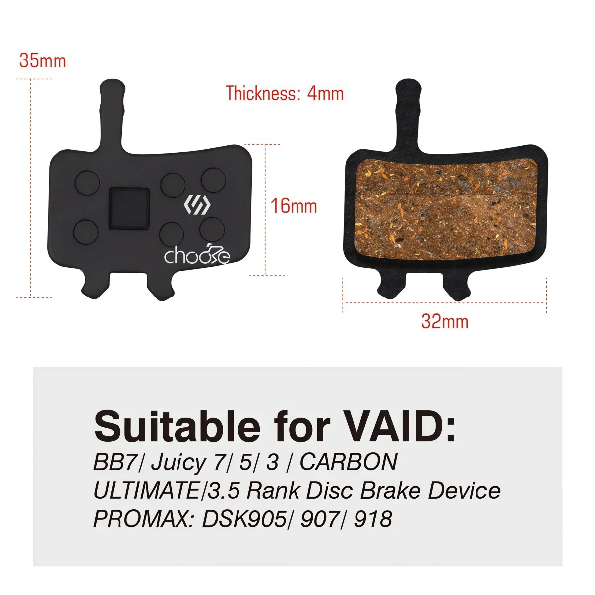 SUNTNUR 2 Pairs Organic Resin Bicycle Disc Brake Pads – Quiet Smooth Rotor-Friendly – For AVID BB7 & JUICY 3 5 7 – 35x32x4mm