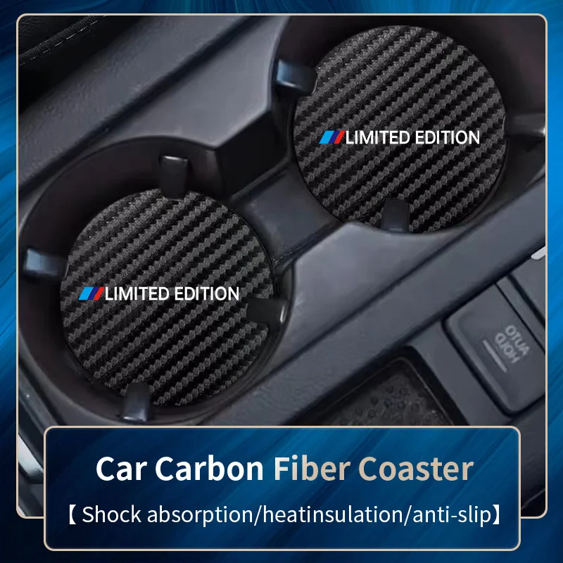 

1-Pair Carbon Fiber Pattern Car Cup Mat Interior Anti Slip Mat Limited Edition Car Cup Mat Fashion Universal