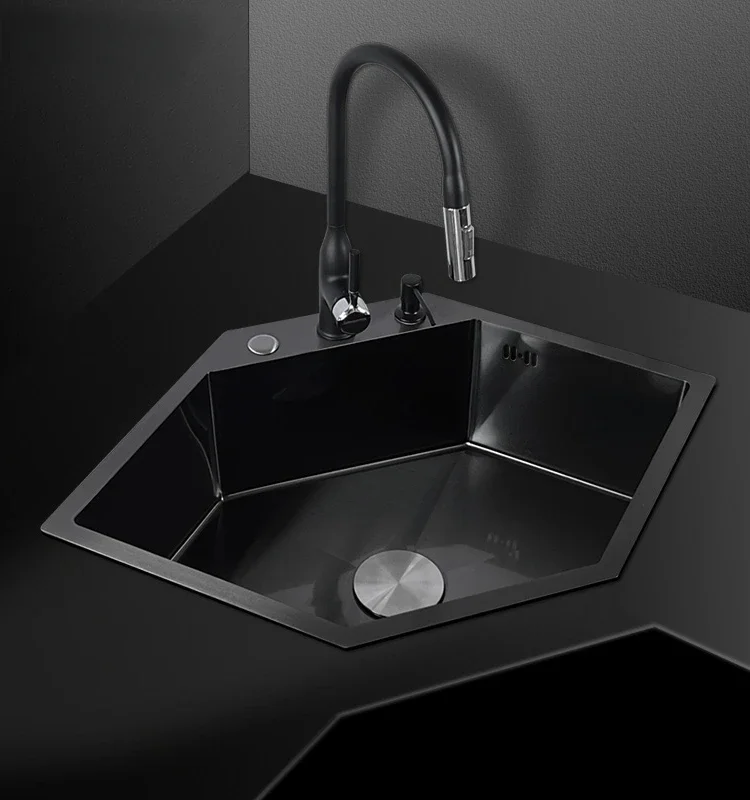 

Diamond Shaped Sink Sus304 Stainless Steel Nano Corner Sink Washing Basin Large Single Sink