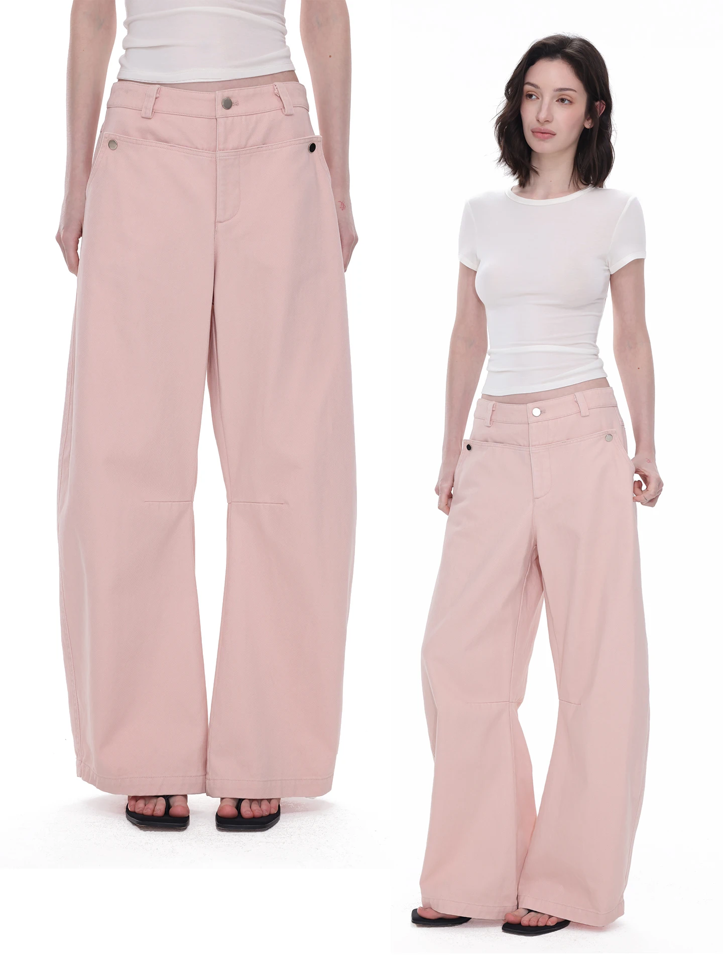 

Женские джинсы Monroo Pink Washed с декоративной отделкой, свободные прямые брюки-кюлоты из хлопка для весны и лета
