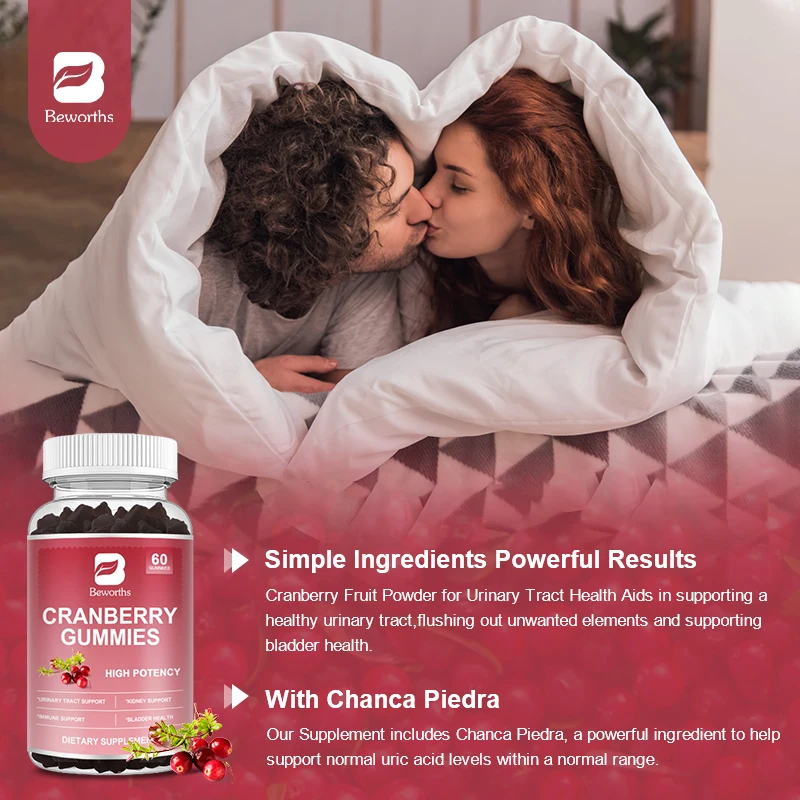 BEWORTHS Organic Cranberry Extract 50mg Supports Urinary System Clean the Urethra and Intestinal & Promotes DigestionI Supplemet