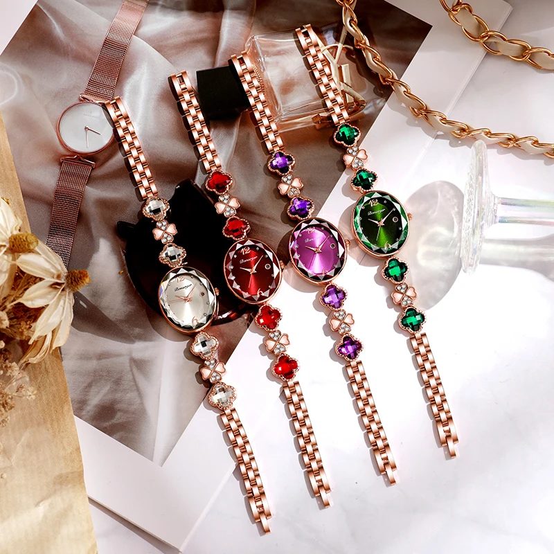 

Модные женские кварцевые часы BONARGER с браслетом в виде четырехлистного клевера, водонепроницаемые, в стиле браслета, подарок для женщин