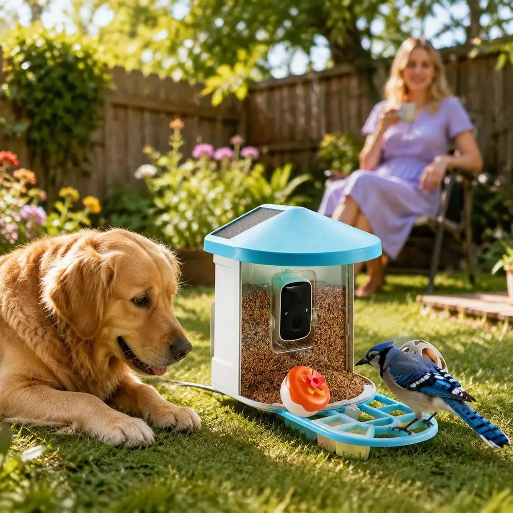 Comedero inteligente para pájaros con cámara, resolución 2K HD, con IA que ident