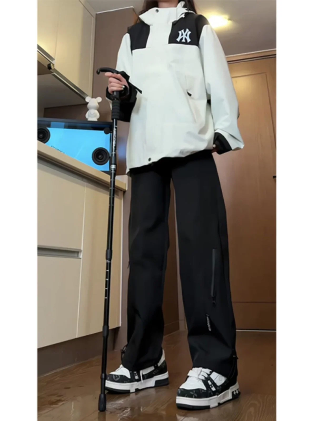 

Водонепроницаемые мужские спортивные брюки с флисовой подкладкой для активного отдыха, осенне-зимние, прямого кроя, с эластичным поясом, рабочие брюки в американском повседневном стиле