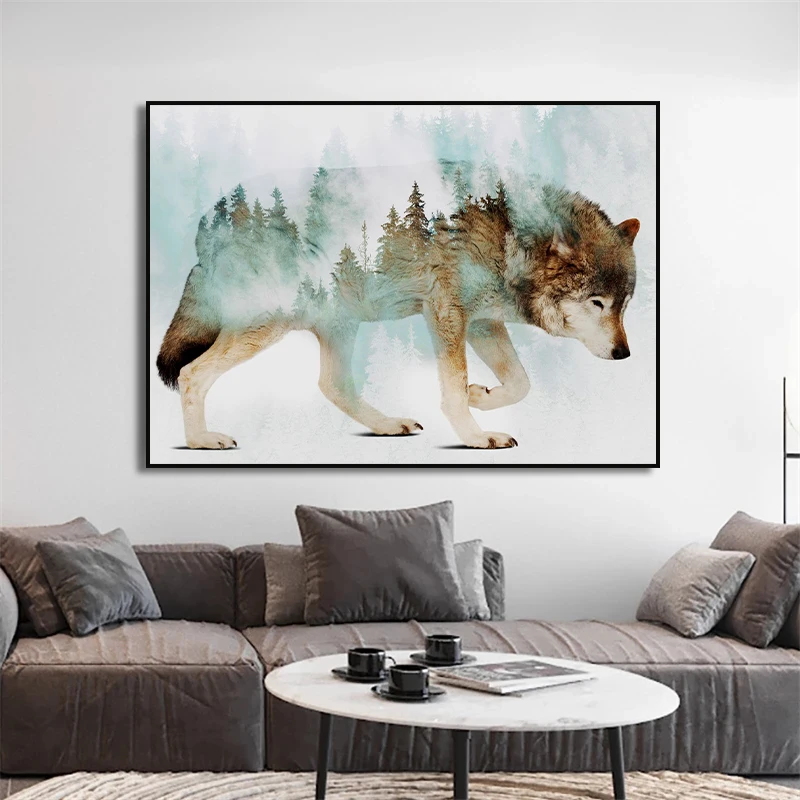 Elephant Bear Lion Forest Tree Tiger Wolf Moon Poster Canvas Painting Print Animal for Living Room Gamer Home Decor Cuadros