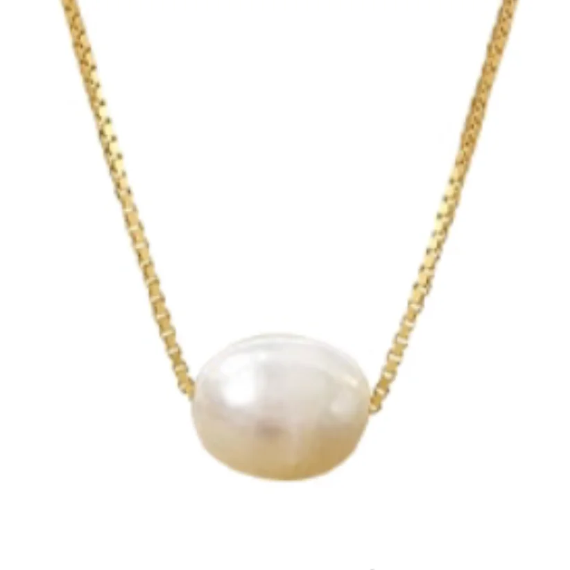 

HUGE GENUINE WHITE BAROQUE PEARL PENDANT NECKLACE 11X14MM PEARLS