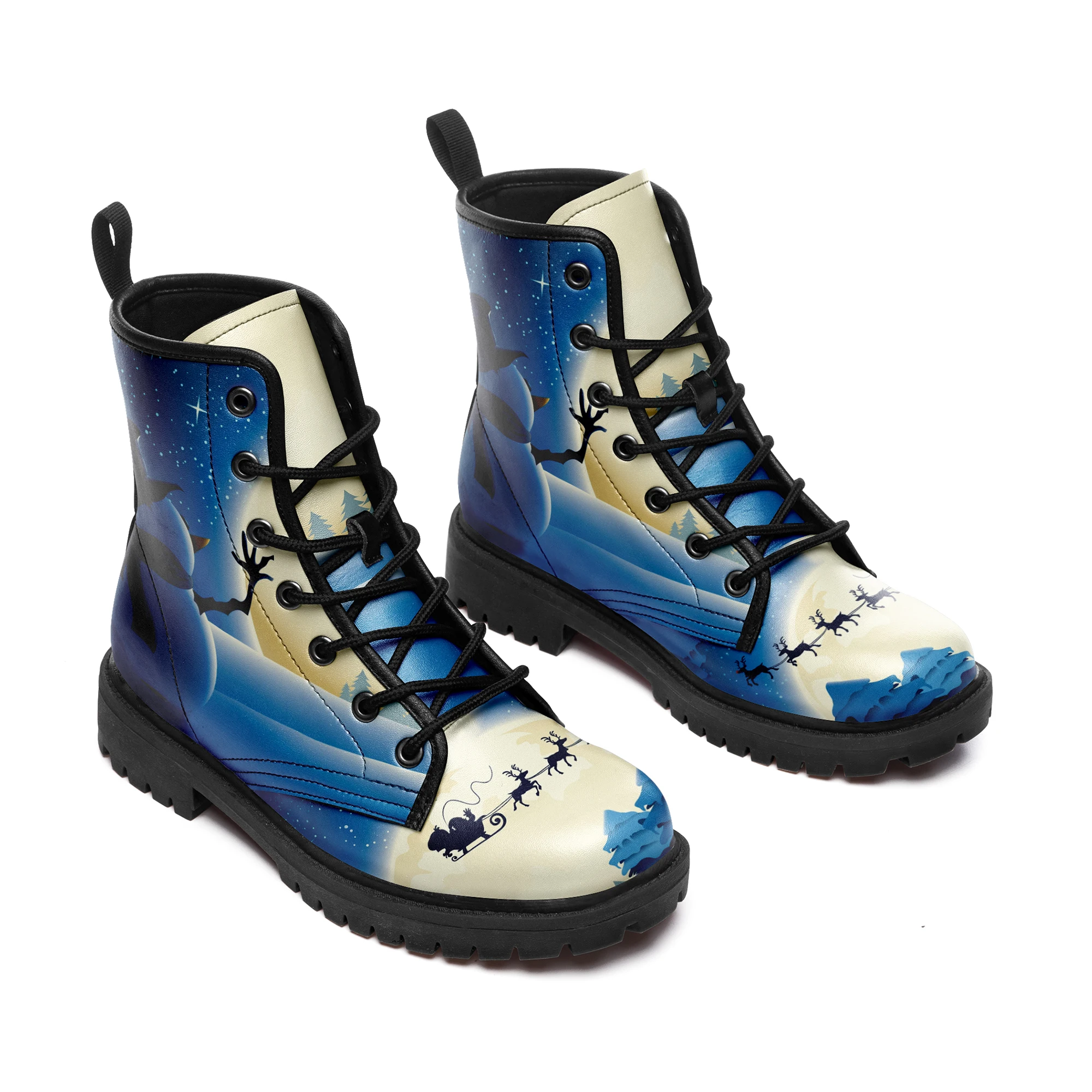 Dropshipping Print On Demand Men Women Custom Print POD Boots Christmas Xmas design High Top Boots Free Shipping