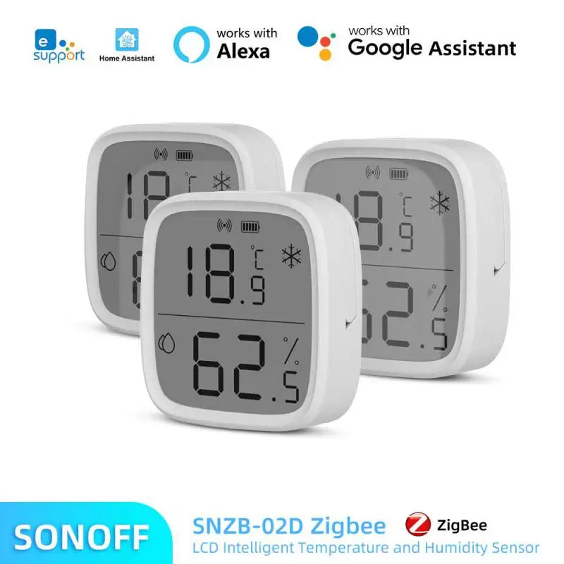 SONOFF SNZB-02D Zigbee 3.0 Humidity Temperature Sensor LCD Screen Ewelink APP Smart Home Real-time Monitoring Alexa Google Home