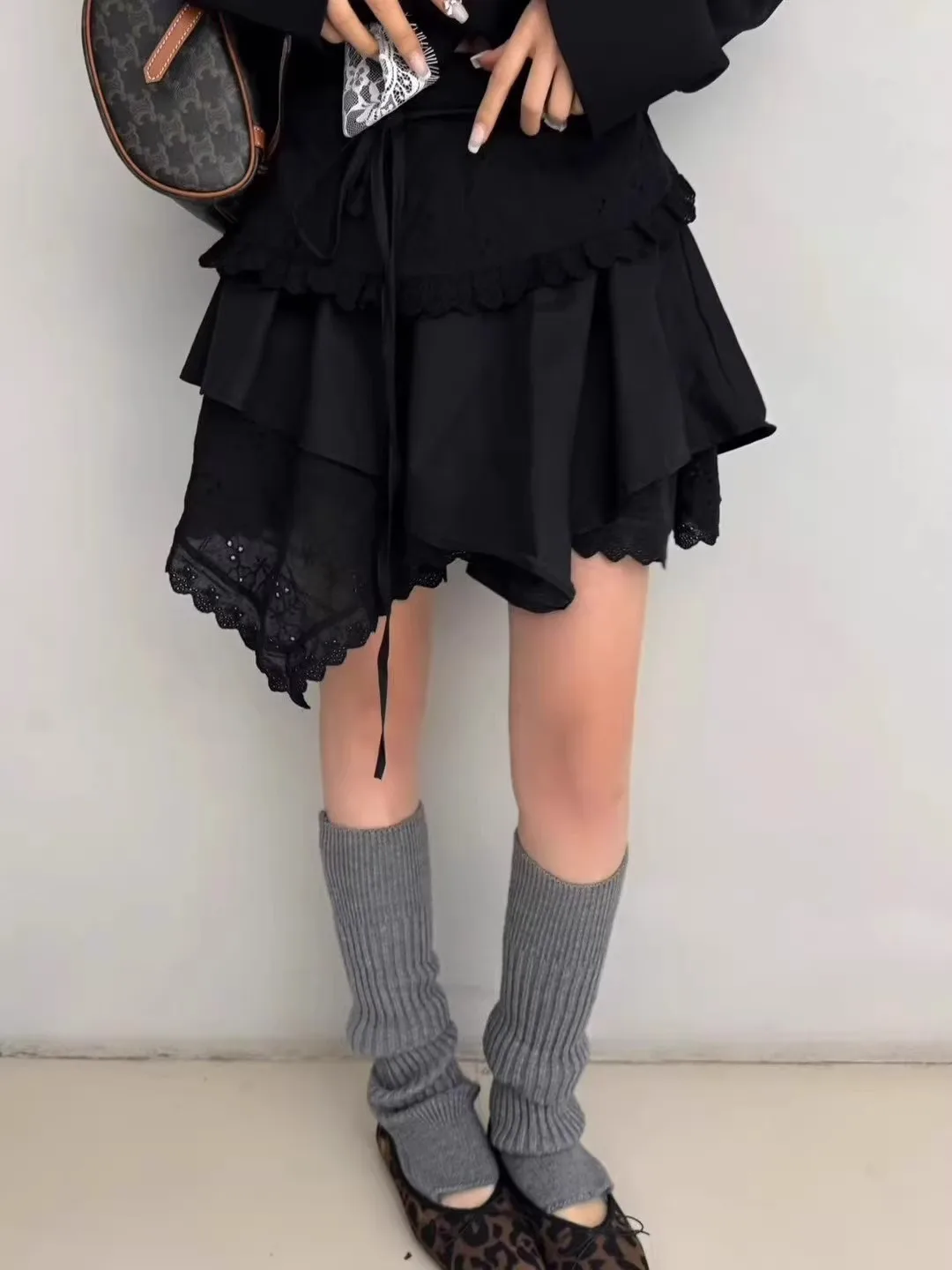 Summer New Sle White Cake Design Hollow out Belted Fluffy ort Skirt Women's mid Waist Irregular Korean Version f Skirt