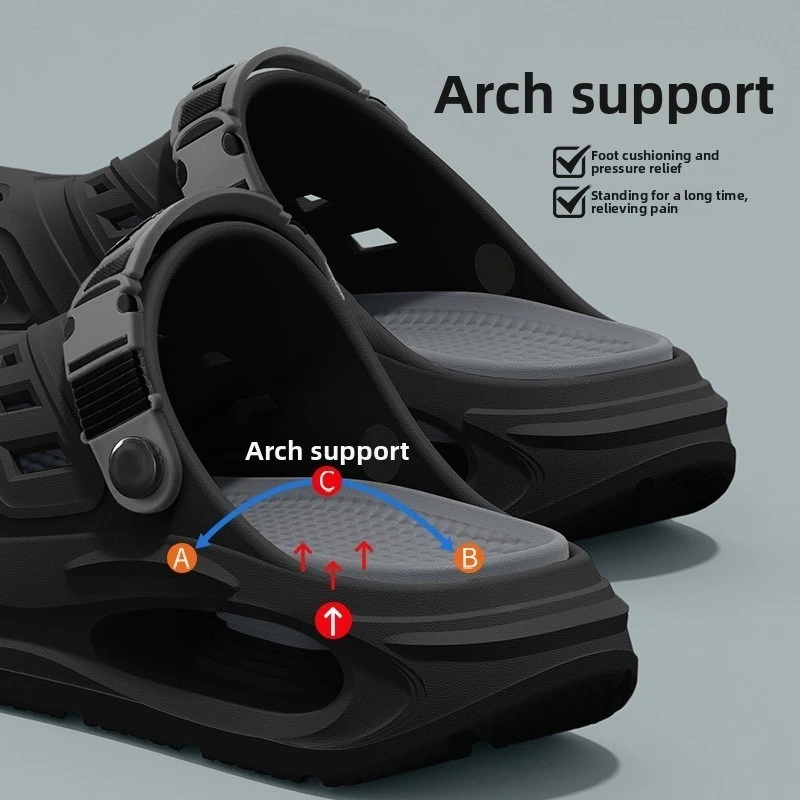 Layered design with arch support for feet perforated shoes for men new style for external wear anti slipoutdoor cool mop for men