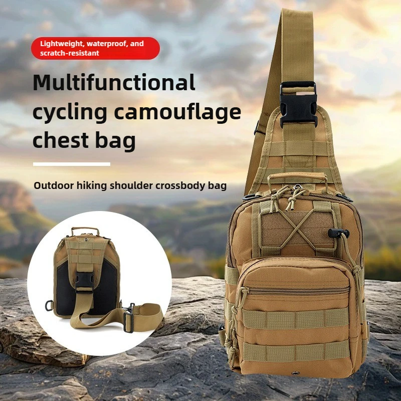 

Outdoor cycling camouflage chest bag Outdoor sports hiking single shoulder crossbody bag Portable multifunctional chest bag