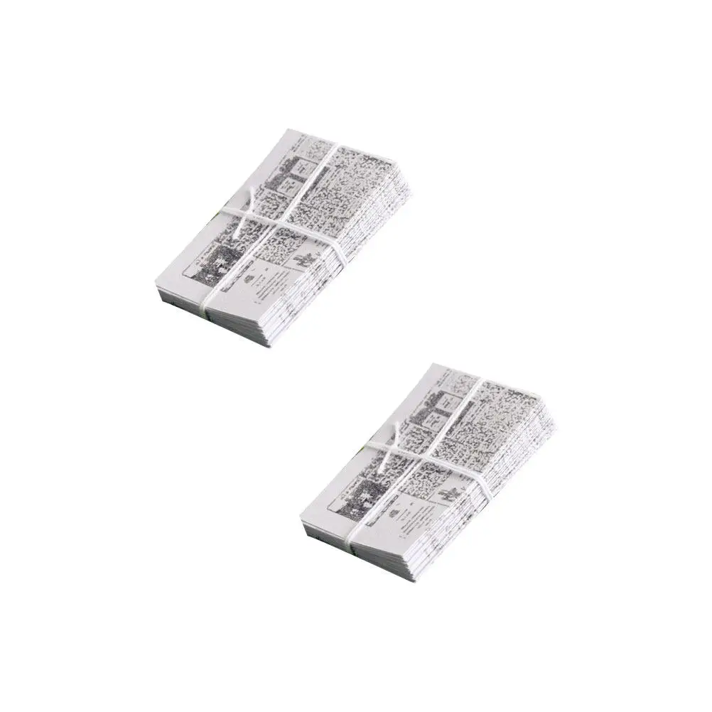 

2Pcs Mini Newspaper Bundle Fine Workmanship Odorless Lightweight Desktop Ornament for Micro World Bookstore Office Layout Decor