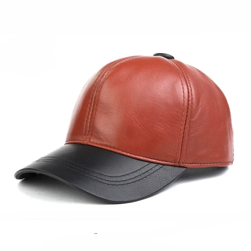 Spring/Winter Candy Color Real Leather Baseball Caps Sheepskin Men/Women Youth Duck Tongue Wamr Hats Pink/Red Hip Pop Bonnet Fem