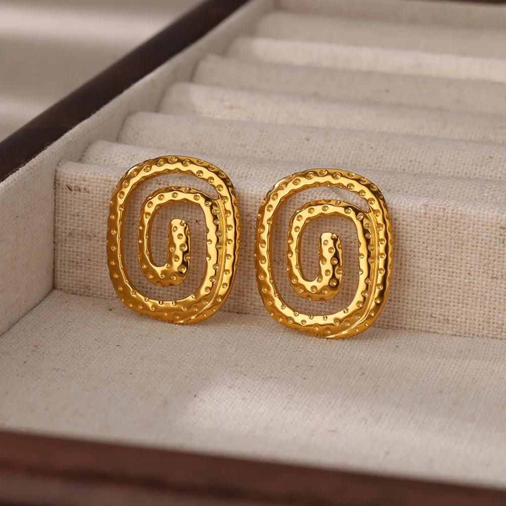 Mosquito Coils Shaped Earrings for Women Stainless Steel Gold Color Piercing Stud Earrings 2024 New Trend Wedding Ear Jewelry