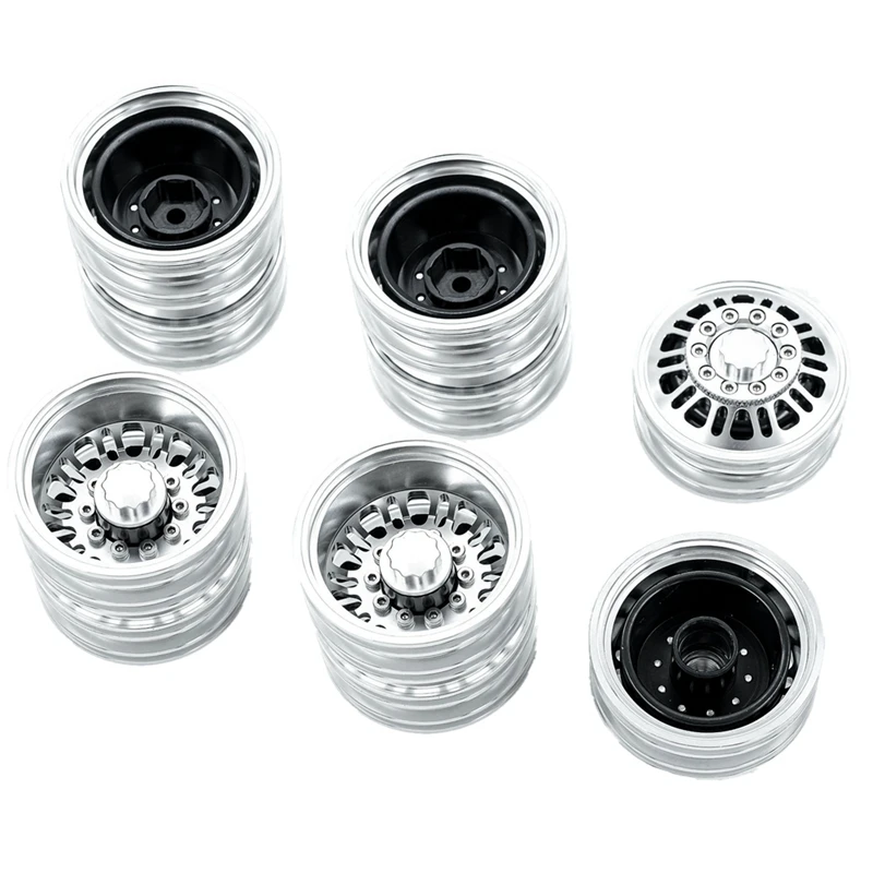 

6Pcs Front And Rear Metal Wheel Hub Wheel Rim Set For 1/14 Tamiya RC Trailer Tractor Truck Car Upgrade Parts