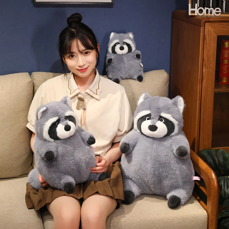 Artificial Fat Raccoon Plush Doll Grey Round Raccoon Animal Plush Toy Super Soft Christmas Gift For Boys And Girls