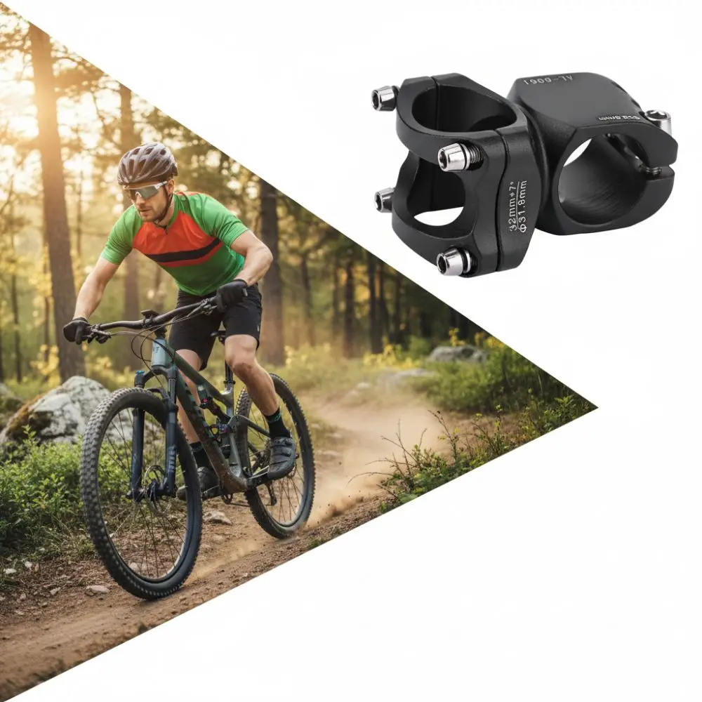 

Aluminium Alloy Bicycle Short Handlebar Stem Black 31.8x32mm Mountain Bike Stem 7 Degree for 31.8mm Diameter Handlebar