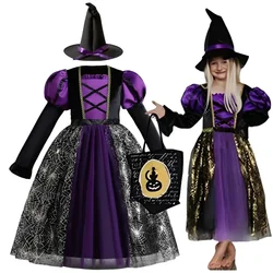 Girls Witch Costume for Kids Ghost Bat Black Dress 3-8Y Children Carnival Party Clothes Easter Halloween Cosplay Costume for Kid