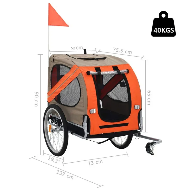 Outdoor riding rear trailer, foldable pet cat and dog trailer, push-pull cart