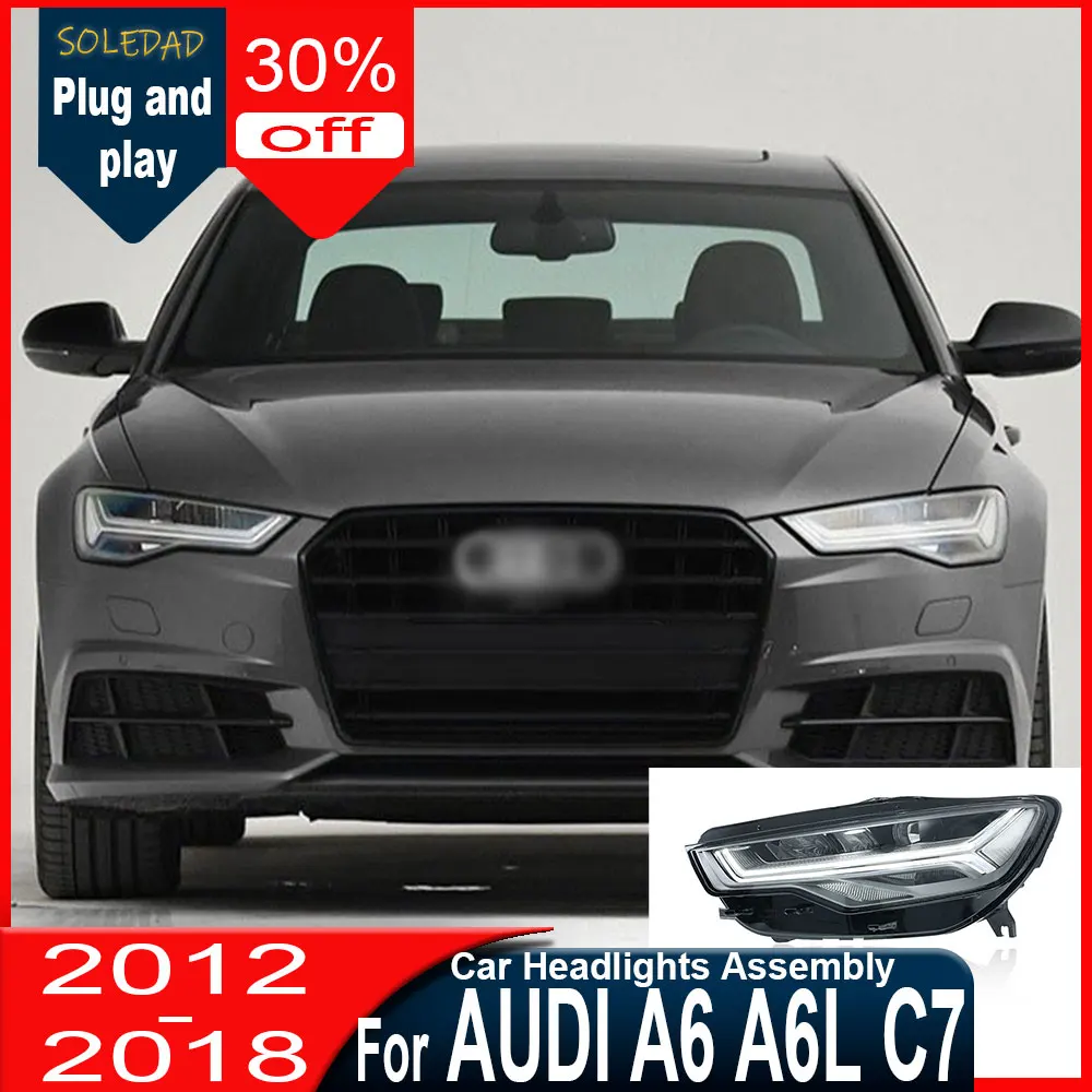 

Светодиодные фары для Audi A6 C7, 2012-2018, A6L, модернизированные передние светодиодные фары с функцией DRL и указателями поворота, аксессуары с функцией Plug and Play.