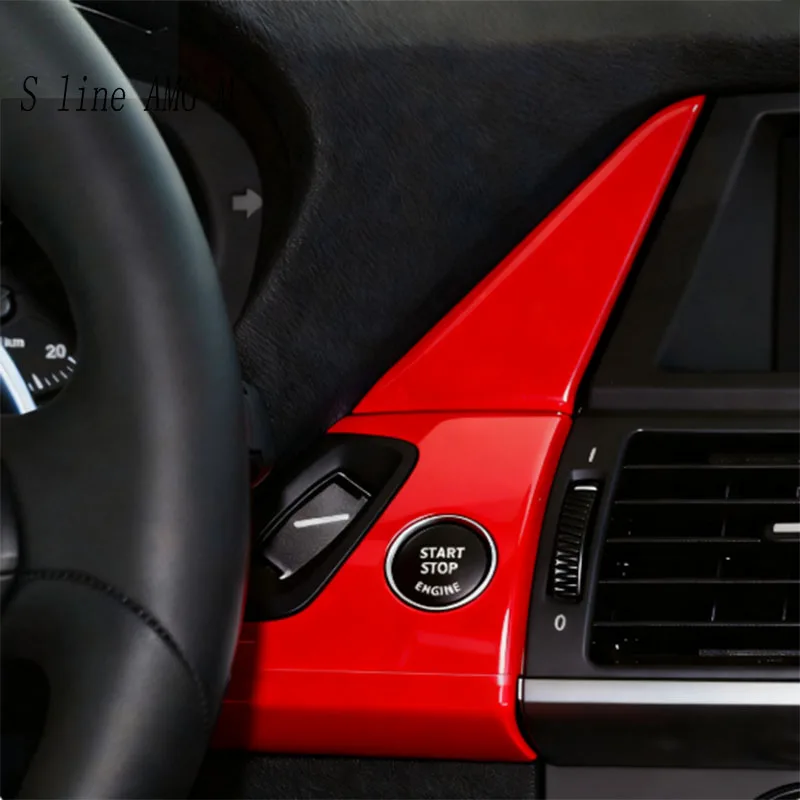 لسيارات BMW X5 X6 E70 E71 2008-2014 RHD اليد اليمنى محرك السيارة ثقب المفتاح محرك بدء التبديل زر مسند الذراع غطاء الباب ملصق الداخلي