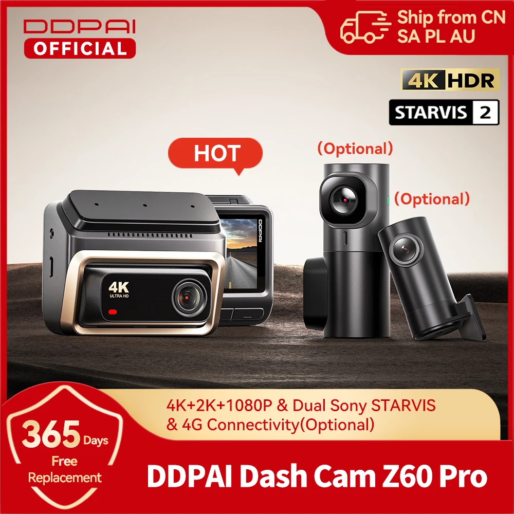 DDPAI Z60 Pro 4K Dash Cam Auto Dashcam Front GPS Car Camera for Dual SONY Sensor WiFi ADAS Night Vision DVR Video Recorder