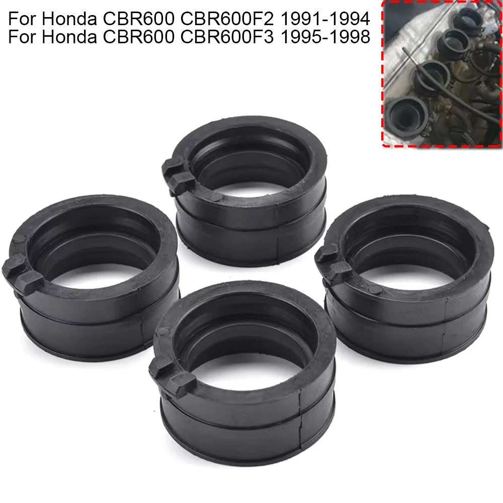 4 PCS Rubber Carb Carburetor Interface Adapter Clamp For Honda CBR600 CBR600F2 CBR600F3 CBR 600 CBR600 F2 F3 1995 1996 1997 1998