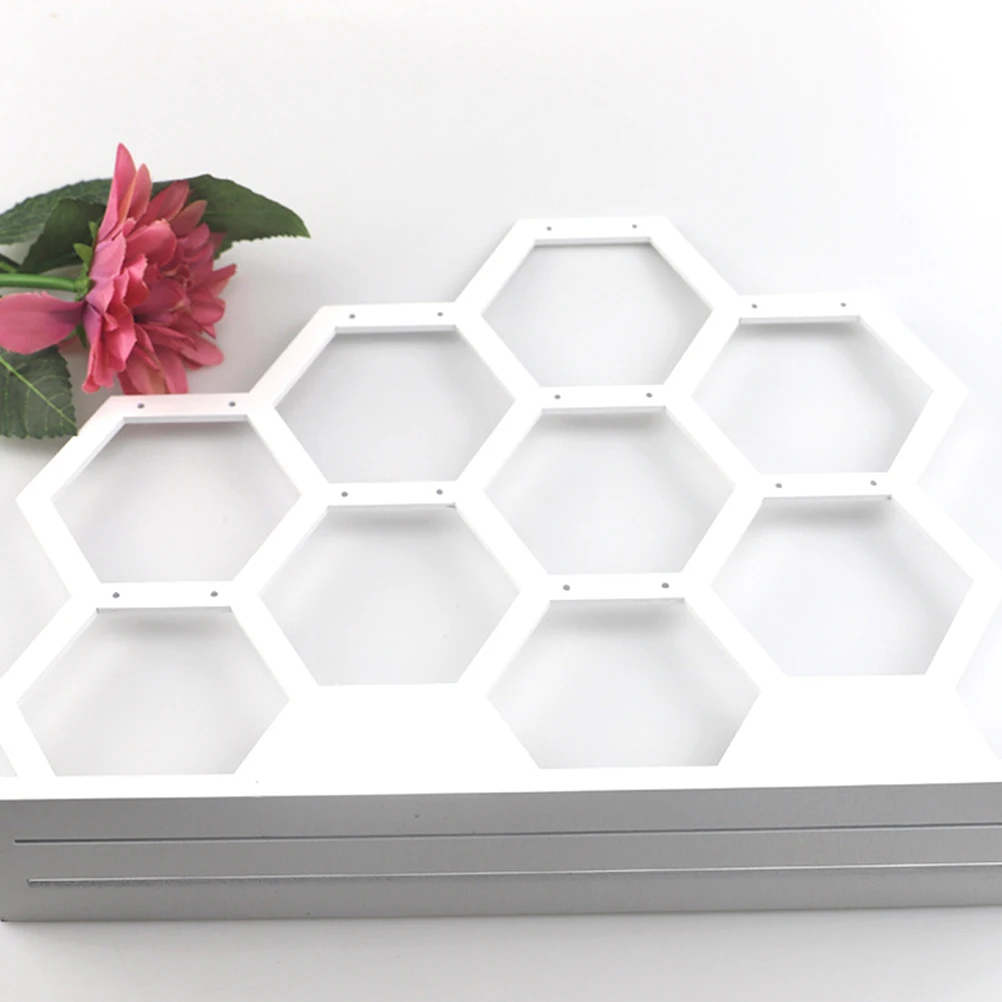 Sturdy Wooden Earring Display Rack Honeycomb Style Jewelry Storage Shelf Necklace Organizer Rack For Jewelry Accessories Storage