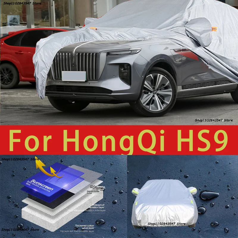 For HongQi HS9 Outdoor Protection Full Car Covers Snow Cover Sunshade Waterproof Dustproof Exterior Car accessories