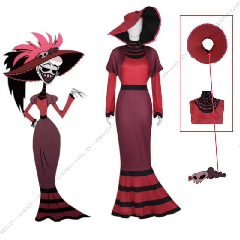 

Rosie Cosplay Red Dress Hotel Overlord Clothes Anime Costume Suit Hat Women Fancy Halloween Party Adult Outfit Rosie Cosplay
