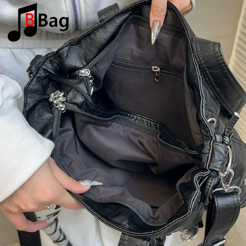 Original Handmade Niche Rivet Punk Cross Tote Bag Heavyweight Subculture Visual Kei Handbag Gothic Crossbody Bag Harajuku