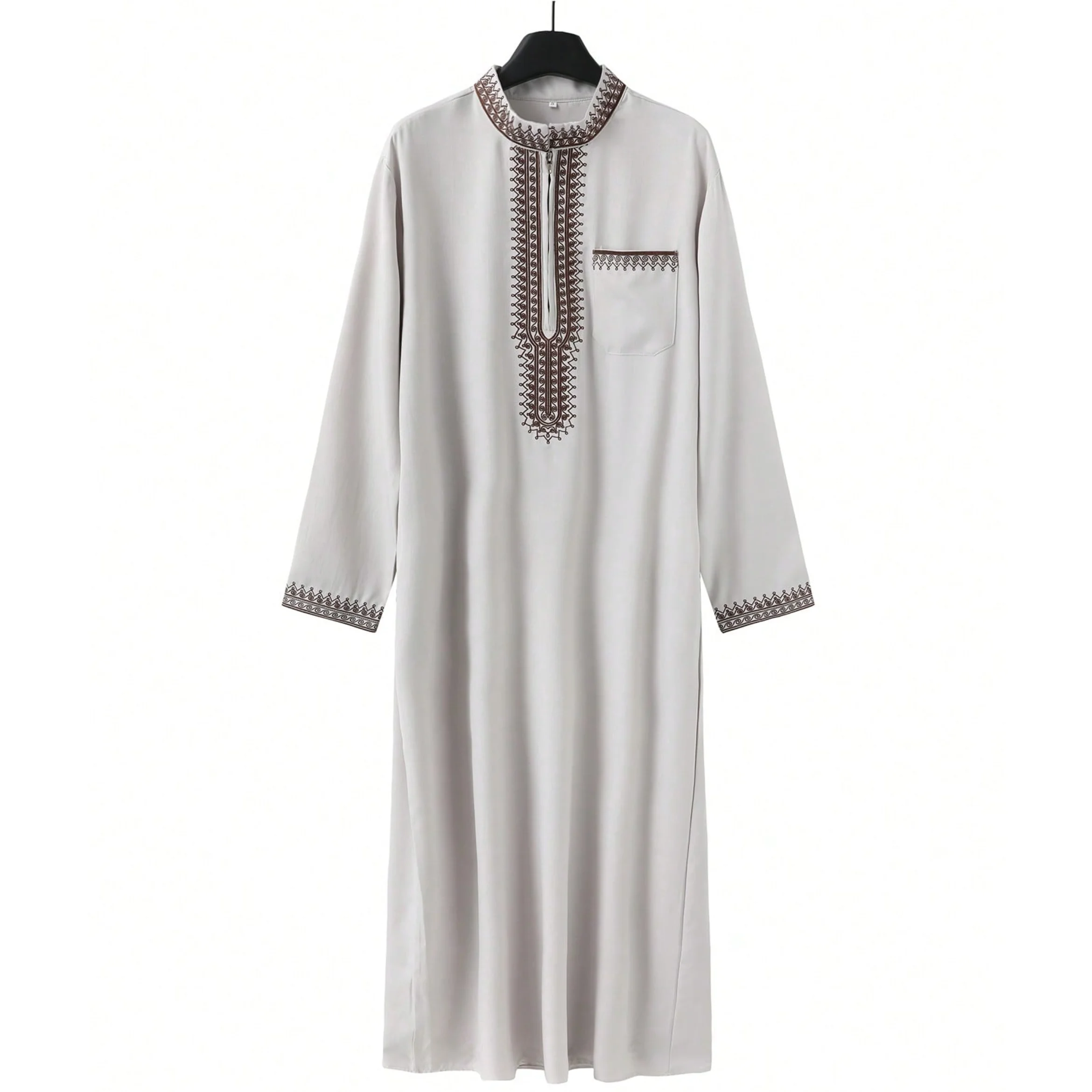 Robe longo masculino muçulmano, roupão bordado luxuoso de alta qualidade, casual, gola redonda, férias diárias, robe longo masculino