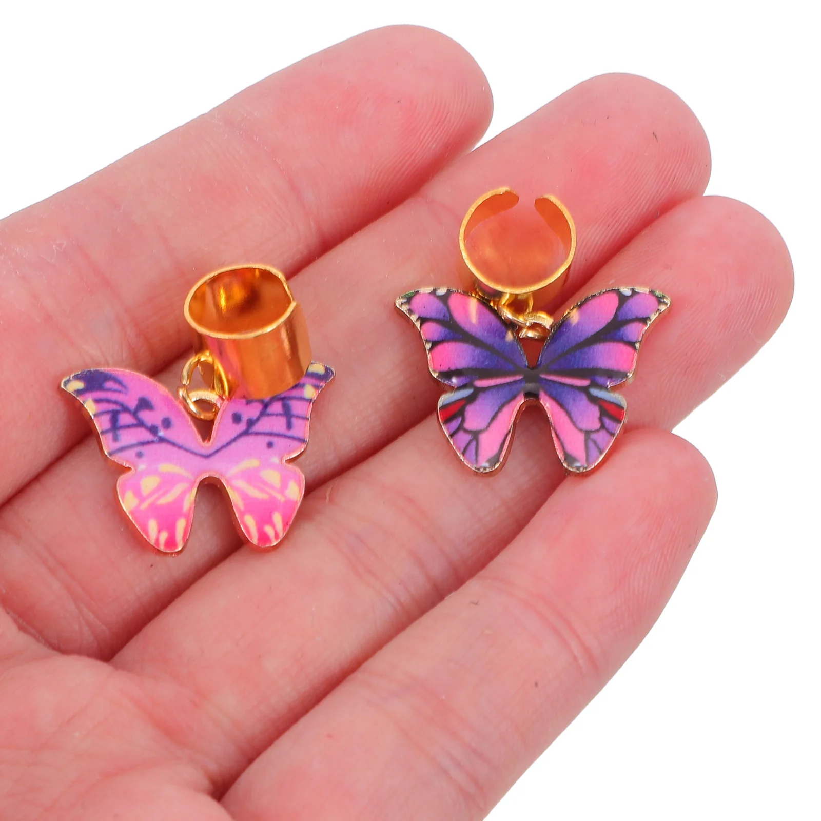 

1 set Bohemian Butterfly Metal Pendant Hair Rings Braid Charms Adjustable Loc Dreadlock Accessories Clasp For Women