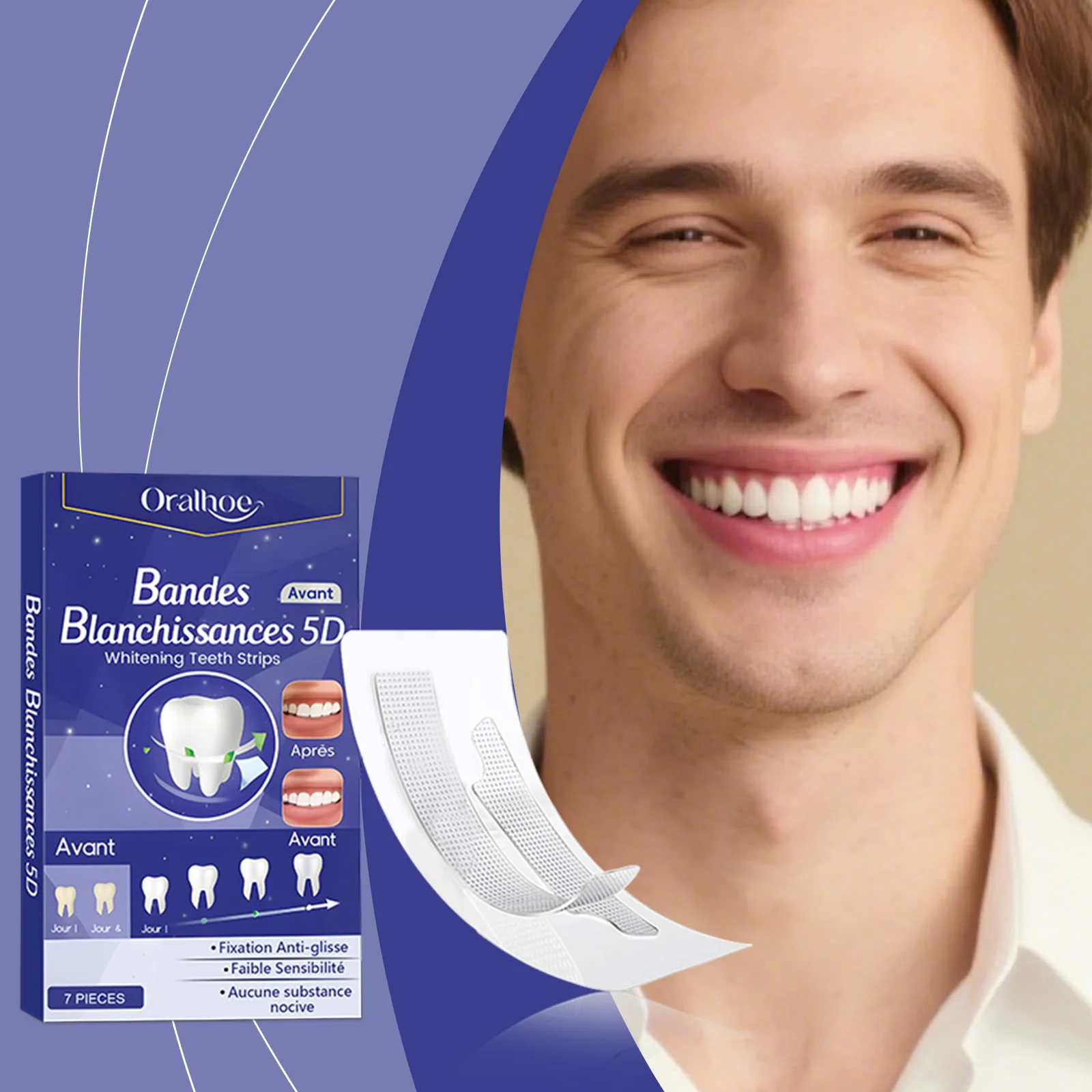 

Dental Cleaning Teeth Strips - Gentle Care, Naturally Bright and Fresh, Daily Cleaning, Portable Strips