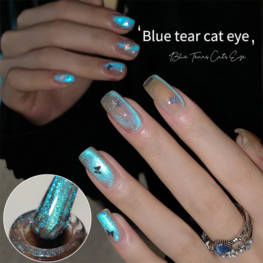 10Ml Blauwe Tranen Cat Eye Nagellak Gel Flits Witte Gloeilamp Magnetische Cat 'S Eye Gel Nagelverbetering Fototherapie Gel