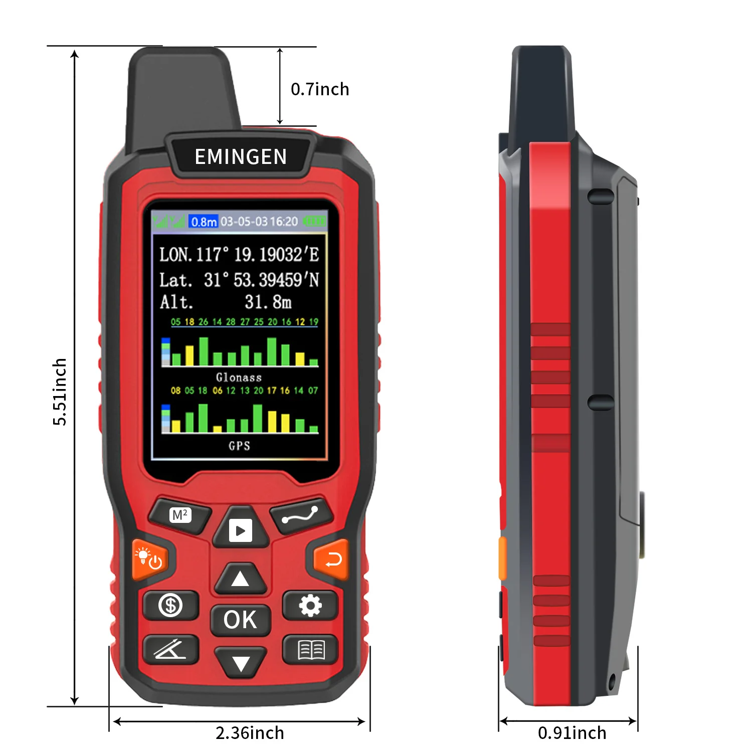 Heipoe zl180 gps portátil multifuncional de alta precisão, medidor mu de comprimento de área com instrumento de medição de área terrestre lcd