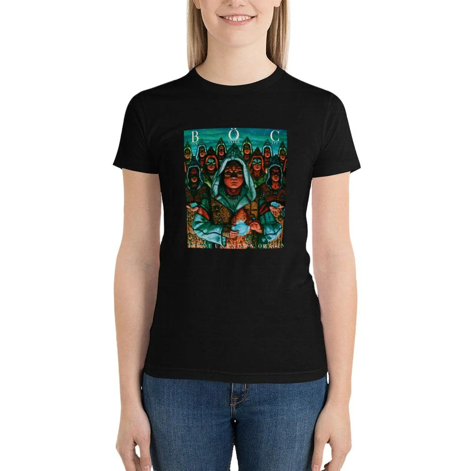 

Blue yster Cult Fire Of Unknown Origin T-Shirt anime clothes shirts graphic tees Women clothing
