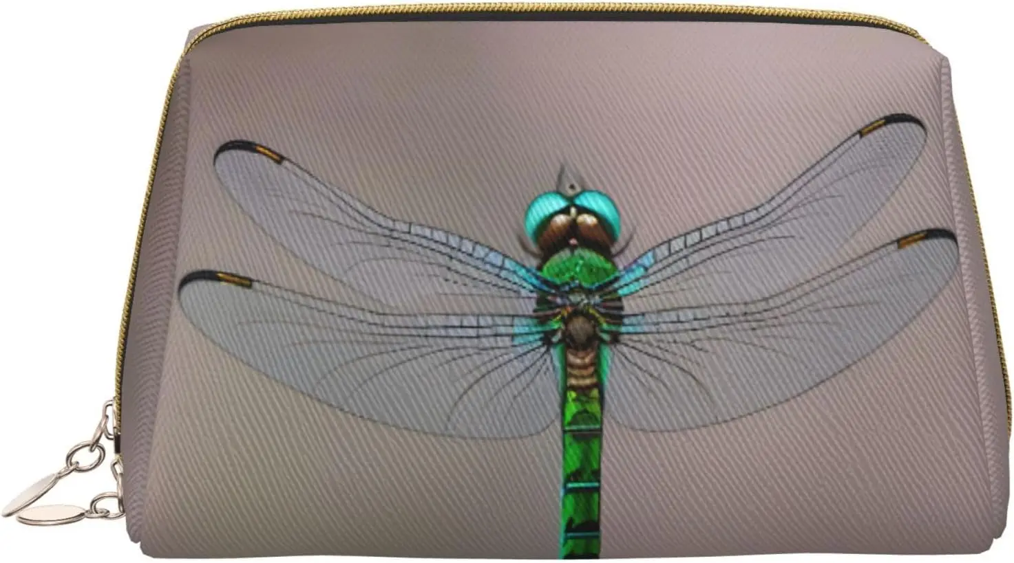 

Dragonfly Print Leather zipper makeup bag Cosmetic Pouch Travel Organizer Toiletry Clutch